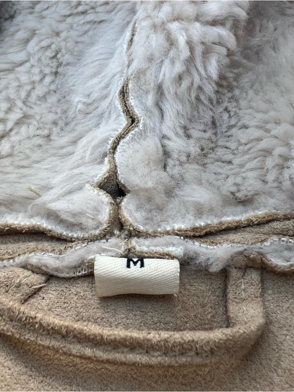 Vintage Y2K Penny Lane Faux Fur Lined Fur Suede Tan Hooded Coat Size M - Picture 5 of 5